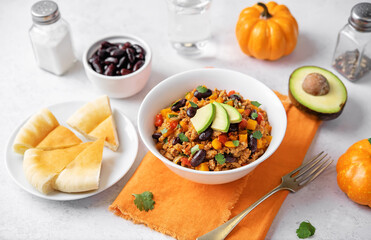 Pumpkin Chili con carne in a bowl