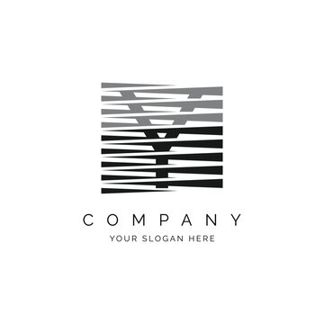 Letter Y logo, abstract modern square design suitable for web and company zigzag cutout style