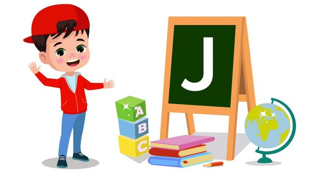 letter J and cute boy