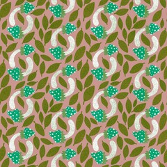 Autumn seamless cartoon polka dots mushrooms pattern for wrapping paper and fabrics and kids print and Halloween