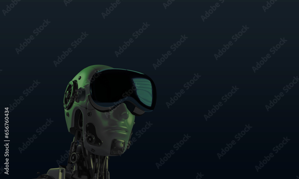 Poster vr virtual reality goggle glass robot ai artificial intelligence technology futuristic innovation co