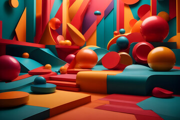 abstract background using a mix of bold, contrasting colors and geometric shapes. AI Generated.