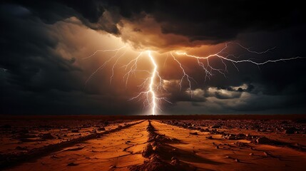 Nature's Fury Unleashed: A Thunder and Lightning Show - obrazy, fototapety, plakaty