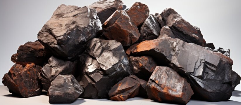 Raw materials for metallurgy iron ore rocks that yield metallic iron when extracted from magnetite hematite or siderite with copyspace for text