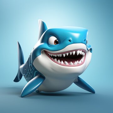 shark characters and 3D objects made in minimalist styles on an isolated background, Pre-school education of children on colorful 3D pictures used as the alphabet