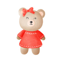 teddy bear with red blow