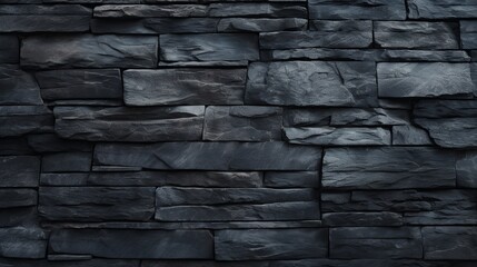Black stone wall background texture, 3D render minimalist stone texture for presentation.
