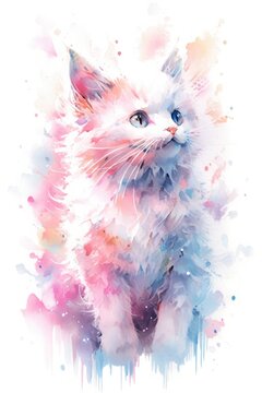 Watercolor painting of a delightful little cat