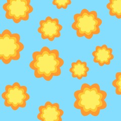 Yellow flowers design on blue background