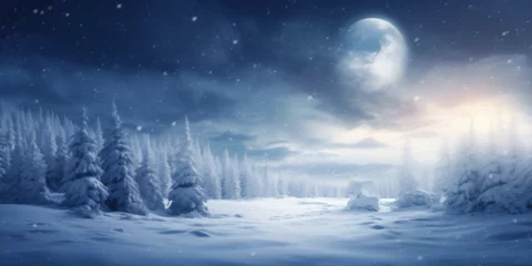 Deurstickers winter landscape, cold, christmas, snow,  © RemsH