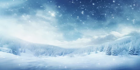 Wandcirkels plexiglas winter landscape, cold, christmas, snow,  © RemsH