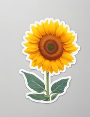 Obraz premium Minimal Cartoon Sunflower Sticker on a Clean White Background