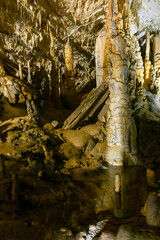 stalagmites and stalactites inside the cave