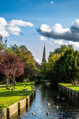 Chase Green Gardens near Enfield Chase. The New River Loop flows through the gardens, part of the...