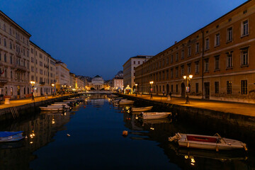 dusk in the port of trieste
