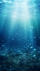 Fototapeta na wymiar underwater world background with lightleaks bubbles and bokeh