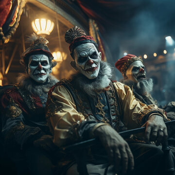 Evil clowns at the carnival of nightmares