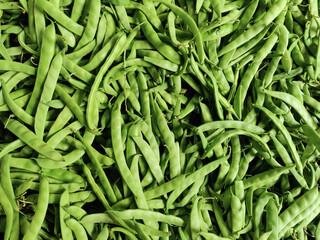 green beans on the market stall