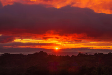 Sunrise of fire full of primary colors