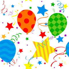 A fun illustration of party balloons and stars background