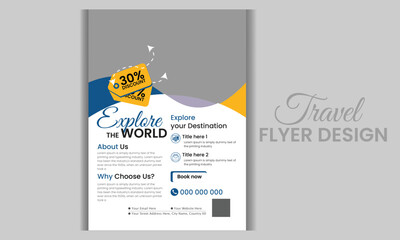 creative and corporative travel flyer design layout.A4 size print ready flyer design.