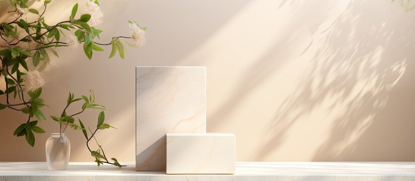 Cosmetic Product Display With Marble Texture As Fashion Backdrop