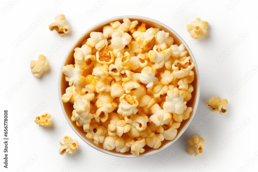 Poster appetizing popcorn. background with selective focus and copy space