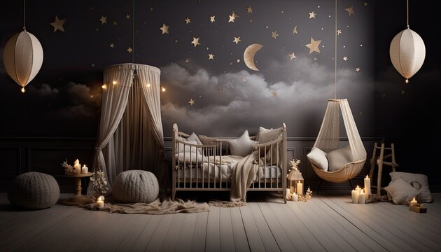 Backdrop for photo studio of a young child bedroom