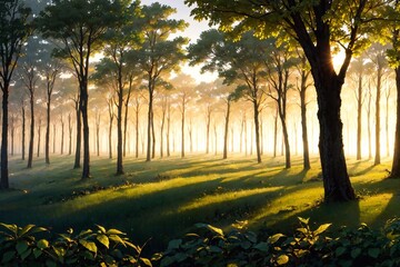 fantasy forest at dawn