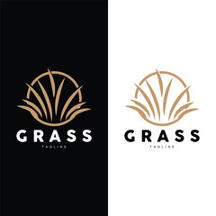 Fototapeta na wymiar Green Grass Logo Design, Farm Landscape Illustration, Natural Scenery Vector