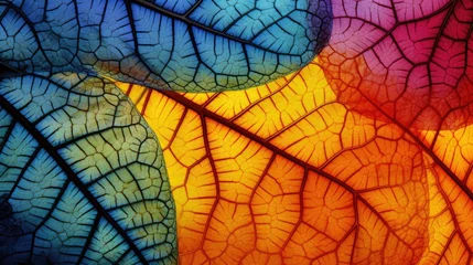 Papier Peint photo Photographie macro close up of tree leaves with microscopy confocal laser scanning microscope