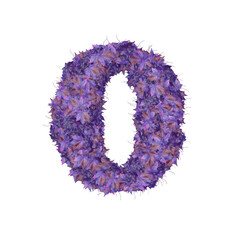 Symbol from autumn purple leaves. letter o