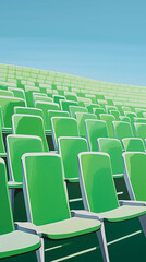 Fototapeta premium Green Seats in an Empty Soccer Stadium, Phone Wallpaper