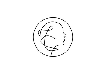 abstract face lines modern line art logo design