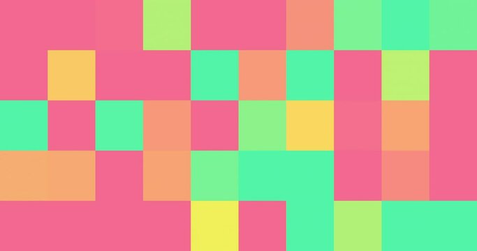 Animated multicolored pixel background. 4K resolution abstract pixel motion design transition. Pixel pattern loop animation.