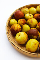 Fresh jujube fruit on white background