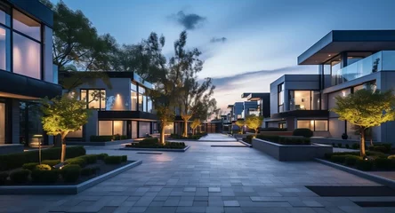 Foto op Aluminium evening outdoor urban view of modern real estate homes  © Halim Karya Art