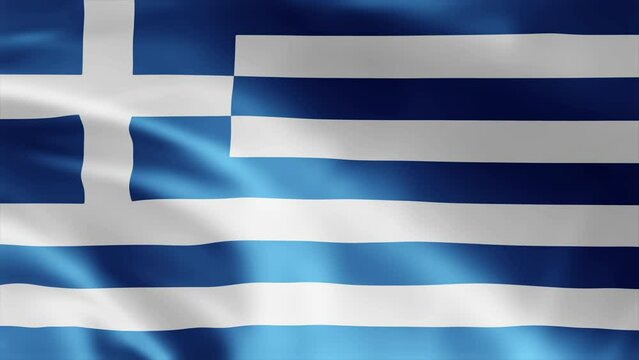 Greece flag is waving 3D animation. Greece flag waving in the wind. National flag of Greece. Flag seamless loop animation 4k