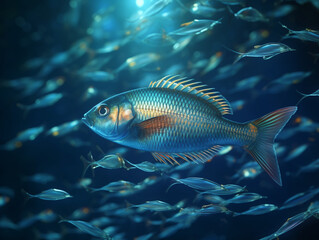 Fototapeta premium Genetic Currents: Navigating the Seas of Big Data with the Marine Fish Gene