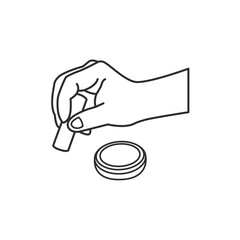 はんこを持つ手のポーズ　イラストイメージ　朱肉あり