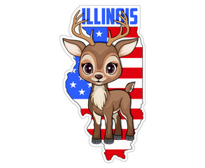 Vector Illinois sticker with white tail deer