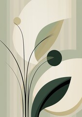 a modern abstract design is shown with a green leaf, in the style of playful animation, geometric shapes and patterns