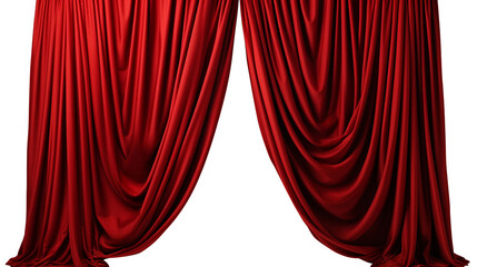 Dramatically Lit Lustrous Red Velvet Theatre Curtains and Wooden Stage Floor. Generative AI. Transparent PNG.