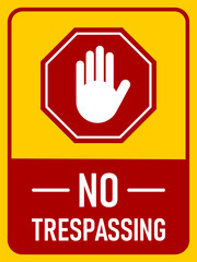 Fototapeta premium Stop No Trespassing Keep Out Do Not Enter Warning Sign Icon with Stop Hand and an Aspect Ratio of 3:4. Vector Image.