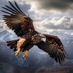 Fototapeta premium A majestic golden eagle swooping down from the sky to catch its prey with razor-sharp talons