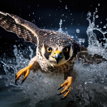 moment of a peregrine falcon's breathtaking dive, reaching incredible speeds as it hunts its prey