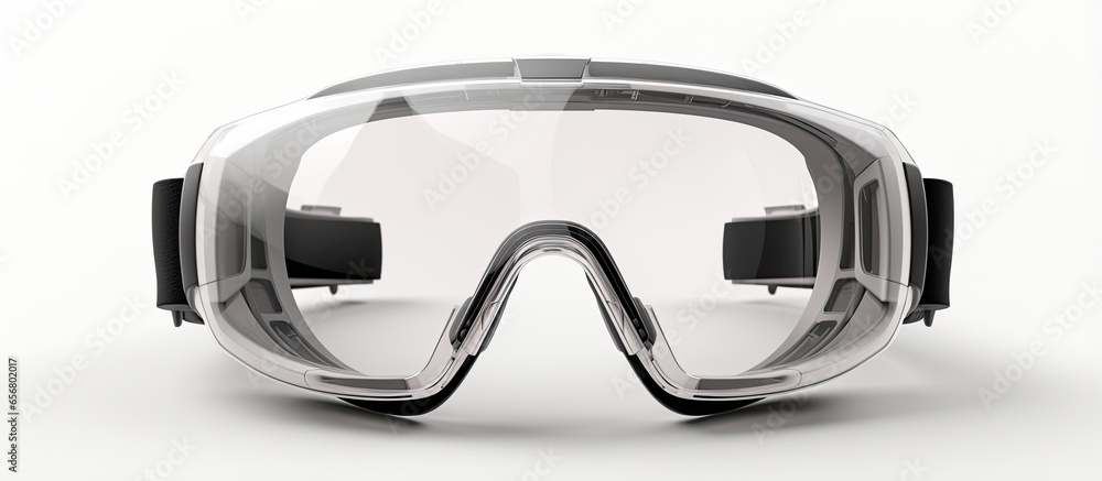 Poster white background with isolated virtual reality glasses for augmented reality or virtual gaming desig