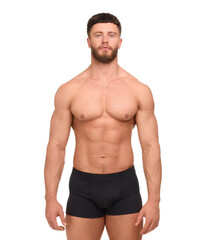 Handsome muscular man isolated on white. Sexy body