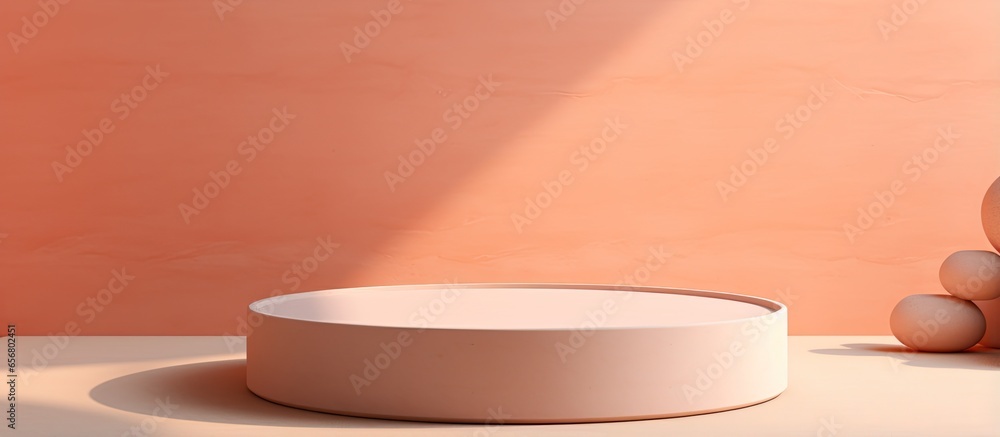 Poster minimalistic background a scene featuring a podium shaped geometry for displaying the product