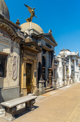 BUENOS AIRES, October 01, 2023 - La Recoleta Cemetery, located in the Recoleta neighborhood of Buenos Aires, Argentina. Contains the tombs of notable people, including Eva Peron - 656802473